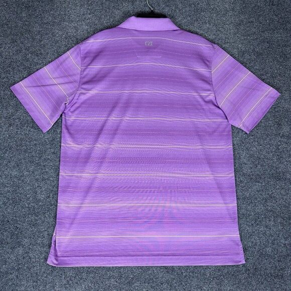Cutter & Buck Polo Shirt Men 2XL Purple Striped Short Sleeve DryTec Casual Adult - Picture 6 of 8